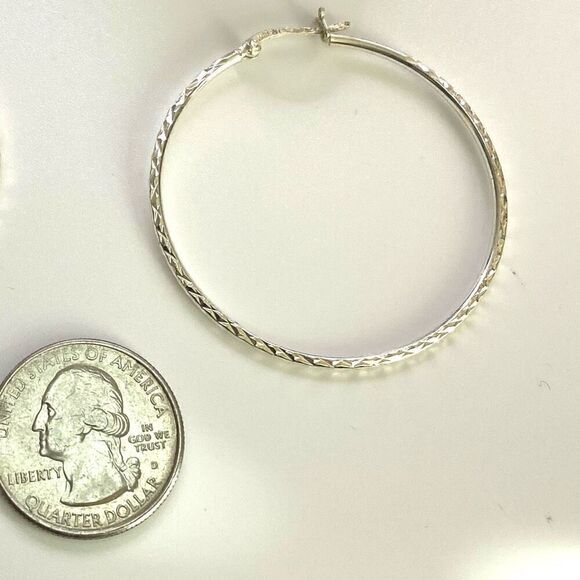 #AAY Sterling 925 Hammered Hoop Earrings - Picture 5 of 9